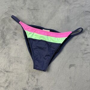 Triva Bikini Bottom Womens Large Navy Pink Green Brazil Swimwear Lined New